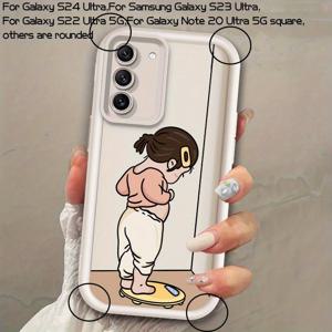 TEMU 삼성 갤럭시 S25 S24 S23 S22 S21 S20 노트 20 울트라 FE 플러스 5G용 만화 소년 소녀 커플 아트 패턴 TPU 눈 사다리 매트 커버 폰 케이스, 모바일 커버,장난기 넘치는 스타일,예술적 패턴,충격 방지 케이스,스타일리시 케이스,애니메이션 애호가,삼성 사용자