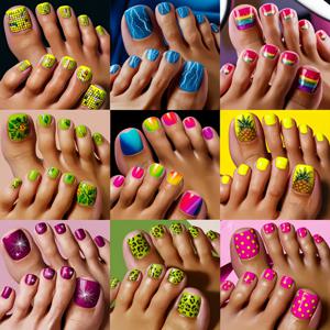 TEMU 216개 프레스온 발톱 키트 - 생생한 혼합 색상, 짧은 길이, 광택 마감, 과일 및 컬러 블록 디자인, 봄 및 여름용, 쉬운 부착 및 제거, 스타일리시한 발을 위한 재사용 가능한 네일 스티커, 여름 네일 아트|과일 디자인|광택 네일 스티커