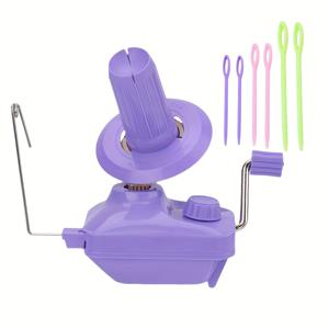 TEMU 핑크색 손으로 조작하는 실볼 와인더와 금속 바늘 6개 세트 - 뜨개질 및 크로셰 프로젝트용 쉬운 실 안내기, 내구성 있는 철과 플라스틱 디자인, 장력 나사 및 조절 노브 포함, 공예 도구 | 직관적인 디자인 | 비전기적 도구, 뜨개질 액세서리 및 용품|뜨개실