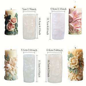 TEMU 꽃무늬 실리콘 몰드 세트 4개 (모란/백합/장미) - 캔들 만들기, 레진 주얼리, 아로마 디퓨저, 비누 및 다육식물 화분용, 어머니날/결혼식 DIY 선물 키트