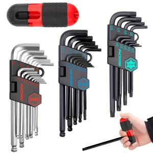 TEMU 36pcs SEDY 최고급 6각 스패너 세트 - 고급 6각 키, SAE 및 메트릭 크기, 볼 엔드 및 토르스 스패너, 자동차 수리 및 DIY 프로젝트용, 6각 키가 맞습니다, 자동차 도구 세트, 세련된 도구 상자, 내구성 있는 구조