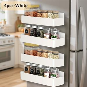 TEMU 2/4개 대형 자석식 플라스틱 수납바구니 - 냉장고, 전자레인지, 세탁기용 다목적 주방정리함, 마그네틱 사이드걸이 양념보관랙, 무타공 & 접착제 불필요, 탈부착가능한 선반|양문형냉장고