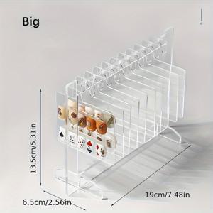 TEMU 투명 아크릴 네일 아트 디스플레이 스탠드 + 10개 매달기 태그 + 양면 접착 스트립 포함 네일 플레이트 보관대, 네일 비터 도구 수납용 네일 아트 전시대 (1개)
