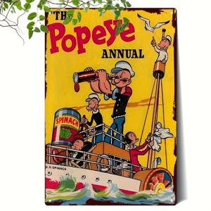 TEMU 2D 플랫 - 1pc 빈티지 포피에 연간 금속 사인 - 8x12 인치, 클래식 만화 선원과 스파니치 캔의 삽화, 홈, 바, 카페, 야외 공간, 바 장식 | 노스탤지아 디자인 | 내구성 벽 아