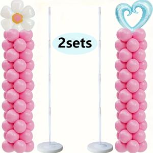 TEMU 2세트 재사용 가능한 풍선 스탠드, 47.24인치 풍선 홀드 스탠더, 기념일, 결혼식, 생일 파티 장식, 포토 부스 배경, 졸업식 배경 벽, 크리스마스, 새해, , 파티 행사에 적합