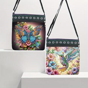 TEMU 2pcs 5D DIY 아트 그림 키트 어깨 가방, 나비와 나비 특수 모양 인공 부분 공예 어깨 가방, 조절 가능한 어깨 스트랩, 창의적인 아트|보석십자수
