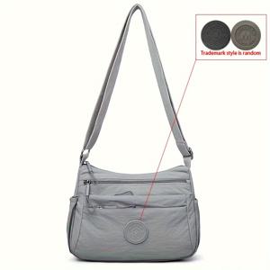 TEMU 멀티 레이어 경량 엄마 크로스바디 백 - 다수의 포켓이 있는 헤비 듀티 나일론 핸드백, 출퇴근용 - 지퍼 클로저 & (그레이//) - 캐주얼 &