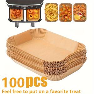 TEMU 100개 직사각형 에어프라이어 라이너 - 치킨윙, 바비큐, 빵 굽기에 적합한 표백제 무첨가 양지 | 붙지 않음, 쉬운 세척, 야외 요리, 캠핑, 레스토랑 및 명절 파티(할로윈, 크리스마스, 추수감사절, 어머니날, 졸업식)용 완벽, 에어 프라이어 액세서리, 맞춤 설계
