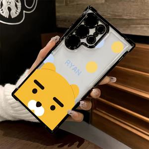 TEMU 삼성 갤럭시 S25 S24 S23 S22 S21 FE 울트라 플러스 4G 5G와 호환되는 귀여운 노란색 카카오 친구 폰 케이스, 드롭을 위한 투명한 부드러운 뒷면을 특징으로 합니다.