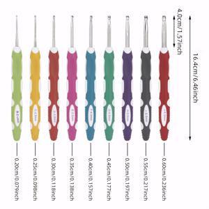 TEMU 9개 세트 캔디 컬러 스웨터 바늘, 컬러 블록 미끄럼 방지 수제 뜨개질 도구, TPR 플라스틱 손잡이 알루미늄 크로셰 후크 세트, DIY 수제 뜨개질 스웨터, 담요, 장갑, 모자 및 기타 단일 뾰족한 크로셰 후크