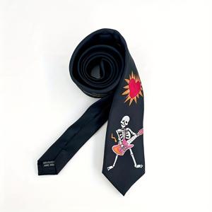 TEMU 고딕 블랙 자수 넥타이 Y2K 스타일 컬러풀 자수 눈, 손, 해골 & 기타 디자인 - 남성 패션용 1200 밀도 원단, 할로윈 코스튬 액세서리 선물, 눈길을 끄는 디테일 자수