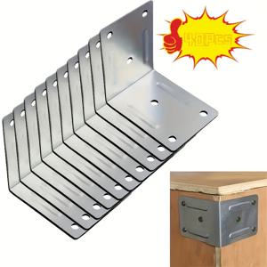 TEMU 40개 세트 내구성 강화 갈바나이즈드 스틸 L자형 브래킷 - 녹 방지 사전 천공 목재 가구, 선반 및 야외 구조용 고하중 지지대 - 쉬운 설치, 나무/선반 보강, 가구 조립용 금속 브라켓, 다목적 지지대, 견고한 설계, 산업용 소재, 작업장 건설용