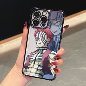 TEMU 럭셔리 일본 및 한국 하드 쉘 패션 만화 귀여운 인기 일본 열혈 반영웅 아카자 폰 케이스 아이폰 16 16 14 13 12 미니 11 프로 맥스 X XR XSMAX 8 7 e 플러스 블랙 보더 방수 투명 백 커버, 충격 방지 커버,일본 애니메이션 디자인,트렌디한 휴대폰 액세서리,UV 프린팅 디자인,패션 애호가,애니메이션 팬들