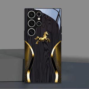 TEMU 삼성 갤럭시 모델용 고급 블랙 & 골드 강화 유리 폰 케이스 - S25, S24, S23, S22, S21, S20, 노트 20 및 다양한 A 시리즈, 창의적이고 고급스럽고 스타일리시한 디자인으로 남녀 모두에게 적합한 범용 매트 보호 커버