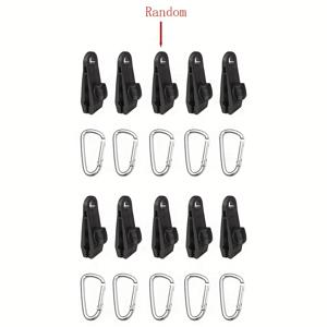 TEMU 20개/세트 야외 텐트 클립 10개 + 카라비너 후크 10개 세트, 캐노피 방풍 강화형 텐트 고정 클램프, 레인플라이 고정용|텐트