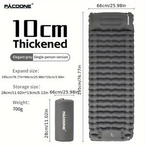 TEMU PACOONE 초경량 팽창식 침대 매트, 내장 발 펌프 및 베개 - 캠핑, 배낭 여행, 하이킹을 위한 컴팩트한, 자체 팽창형 에어 매트 | 내구성 및 경량, 캠핑 액세서리|발매트|캠핑매트