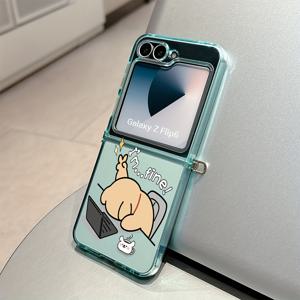 TEMU 플립 7, Z 플립 5, Z 플립 6, 플립 5, 플립 6 호환 - 안티드롭 투명 소프트 백 커버, 재미있는 오피스 도그 폰 케이스