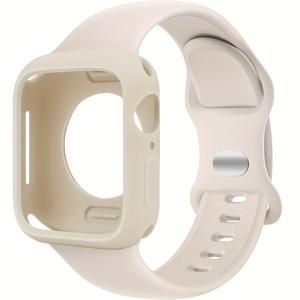 TEMU 2개/세트 남녀공용 부드럽고 편안한 실리콘 스포츠 시계 밴드 조절 가능 방수 손목 밴드 & 홀아웃 방지 낙하 보호 케이스, 애플워치 38/40/41/42/44/45/46/49mm용, 애플워치 시리즈 울트라/SE/11/10/9/8/7/6/5/4/3/2/1, 스마트워치 케이스 액세서리