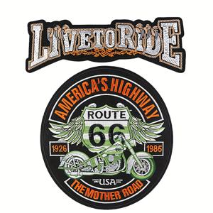 TEMU 2pcs 빈티지 라우트 66 모터사이클 자수 패치 - 