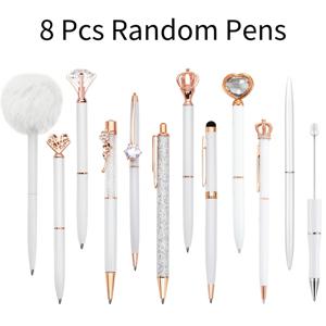 TEMU 8개 세트 메탈 글리터 볼펜, 반짝이는 블랙 잉크, 우아한 스타일리시 만년필 - 어머니날, 결혼식, 학교, 사무실용 선물로 완벽한 실용적이고 세련된 필기구