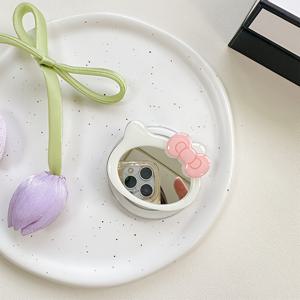 TEMU 나비 고양이 거울 홀더 - 360° 회전 링 버클이 있는 자석 휴대폰 케이스 스탠드, 접이식 및 휴대용 디자인, 귀여운 만화 고양이 & 나비 장식, 아이폰 11/10/8/7/SE, 밝은 베이지 친화적, 귀여운 휴대폰 케이스, 재미있는 액세서리, 내구성 있는 구조|폰케이스|아이폰케이스|케이스