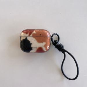 TEMU 레트로 블랙 브라운 스플래시 잉크 IMD 헤드폰 케이스 에어팟 프로 2/3/4 케이스에 적합