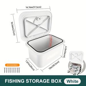 TEMU 데크 하치 검사 커버가 있는 해양 보관 상자 - 헤비 듀티 ABS 해양 공구 상자, 회전식 뚜껑이 있는 대용량 낚시 및 보트 보관 정리함 - 데크, 도크에 적합