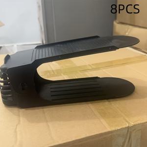 TEMU 10인용 신발 정리대, 8pcs 조절 가능한 플라스틱 신발 보관함 - 현관, 복도, 거실 공간 절약 솔루션 - 쉬운 조립, 변색 방지, 블루 액센트 화이트, 모던하고 내구성 있는 신발 수납 오거나이저|신발정리대