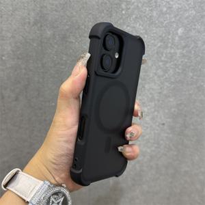 TEMU 아이폰 16 15 14 11 프로 맥스 플러스용 럭셔리 매트 클리어 포코너 라이트 베이지-필 마그네틱 폰 케이스 소프트 실리콘 백 커버