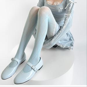 TEMU 여성용 라이트 블루 레트로 체크무늬 레이스업 팬티 - 메쉬 디자인, 기계 세척 가능, 봄 & 여름 의상에 완벽한 레이스업 티츠