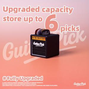 TEMU 암플리파이어 헤드스톡 모양의 기타 픽 홀더 스탠드 - 기타, 베이스, 우쿨렐레 픽을 위한 다수의 구획이 있는 내구성 있는 플라스틱 블랙 스토리지 박스 - 록과 팝 음악가들을 위한 완벽한 음악 선물