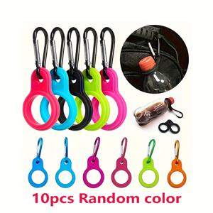 TEMU 10개 컬러풀 실리콘 물병 후크 - 내구성, 휴대성, 등산 및 달리기 물병 홀더, 안전한 클립으로 등산, 캠핑, 체육관, 배낭 액세서리 (핑크, 블루, 그린, 블랙), 캠핑 장비, 재미있는 디자인, 유연한 소재