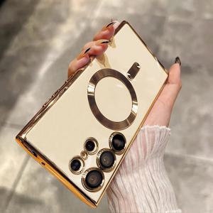 TEMU 새로운 럭셔리 투명 TPU 자석 충격 방지 케이스, 삼성 갤럭시 S25 S24 S23 S22 S21 울트라 플러스 S25울트라 S24울트라 호환, 렌즈 보호 무선 충전 클리어 백 커버