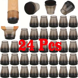 TEMU 24/40개 투명 실리콘 의자 다리 바닥 보호대, 펠트 미끄럼 방지 가구 캡 - 광택 메탈 마감, 경질 목재 바닥용 내구성 스크래치 방지 커버, 쉬운 설치 의자 다리 바닥 보호대, 의자 다리 바닥 보호대, 가구 다리 보호, 슬림 디자인, 유연한 보호