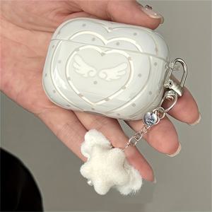 TEMU 귀여운 프레시 크림 블루 러브 하트 스타 헤드폰 케이스 - for AirPods 1 2 3 4 펜던트 보호 커버, for AirPods Pro 2 소프트 케이스|폰케이스|헤드폰|케이스