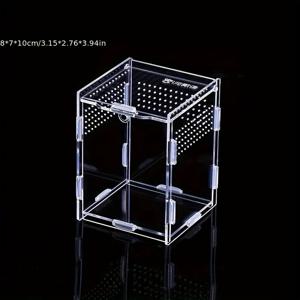 TEMU 아크릴 수족관 - 이구형과 거미용, 내구성 있는 직사각형 사육장 (탈출방지 디자인 & 환기 홀), 대형 파충류 케이지, 고투명도, 튼튼한 구조, 통풍이 잘되는