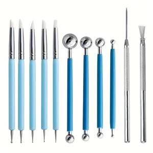 TEMU 11피스 도자기 및 조각용 점토 도구 세트, 오일 머드 소프트 클레이 조형 키트, 수제 페인팅 브러시 포함