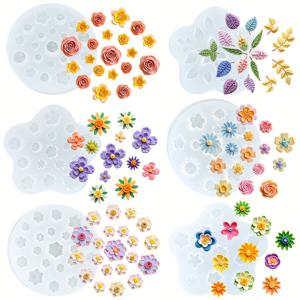 TEMU 6개 미니 플로럴 실리콘 레진 몰드, 주얼리 캐스팅 도구, 폴리머 클레이, 드립 글루, 네일 아트, 귀걸이, 목걸이, 펜던트 액세서리용, 발렌타인데이, 어버이날, 추수감사절을 위한 귀여운 봄꽃 디자인 DIY 선물
