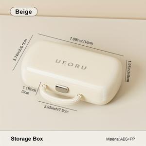 TEMU UFORU 크리에이티브 휴대용 재봉틀 상자 - 더블 뚜껑 & 방진 디자인, 다기능 수납 정리함, 플립탑 뚜껑, 컴팩트 직사각형 케이스 (파스텔 그린/화이트), 학생 및 공예 애호가를 위한 고품질 내구성 플라스틱 소재, 홈 오거나이저, 기숙사 필수품, 여행용, 튼튼한 구조