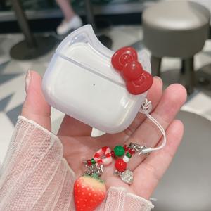 TEMU 애플 에어팟 4세대 케이스에 적합한 심플 투명 핑크 리본, 에어팟 프로 2세대 커버, 에어팟 1/2세대, 에어팟 3세대 & 4세대용