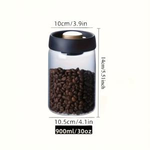 TEMU 고품질 붕규산 유리 진공 용기 커피 원두 주방 보관용, 밀폐 뚜껑, 튼튼한 커피 보관 용기, 투명하고 내구성이 뛰어나 신선도 및 향 보존에 적합, 차, 팬트리 정리, 시리얼, 견과류 보관