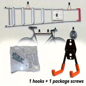 TEMU 헤비 듀티 도구 후크 - 산업용 차고 및 작업실 정리대, 녹 방지 금속 구조, 사다리, 자전거, 공구, 차고, 작업실, 지하실을 위한 공간 절약형 벽걸이 시스템 - 차고 보관 솔루션, 세련된 메탈 디자인, 견고한 후크 설계