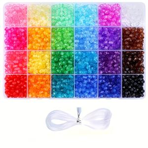 TEMU 2800개 6mm 바이콘 비즈, 24색 컷팅 아크릴 비즈 DIY 주얼리 만들기 및 스트링 공예용 스페이서 세트 ( 코드 포함)