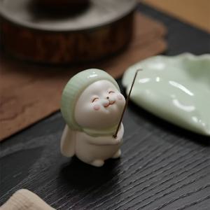 TEMU 1pc 귀여운 세라믹 토끼 향기 연소기 - 부드럽고 매력적인 티 애완 동물, 잎 베이스, 가정 장식, 실내 향기 홀더, 전기 필요 없음, 토끼 장식