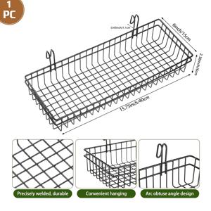 TEMU 모던 블랙/화이트 메탈 와이어 행잉 바스켓 - 헤비 듀티 탄소강 벽걸이형 정리함, 오픈 그리드 디자인, 공간 절약형 수직 보관 (식물, 선반 바구니, 주방 필수품, 홈 데코용) - 발코니 레일, 창틀에 적합, 수납바구니, 간식바구니, 바구니 수납함, 수납, 수납정리함, 세탁바구니