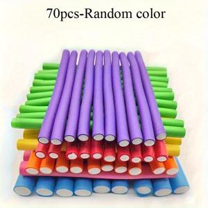 TEMU 70개/세트 헤어 커링 로드 매직 에어 헤어 롤러 컬링 스틱 소프트 헤어 컬러 폼 플렉시 로드 헤어 DIY 스타일링 도구, 폼 열을 사용하지 않는 컬링 로드 소프트 베ندي 컬러 도구 스펀지 랜덤 컬러