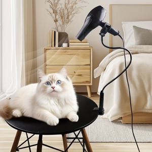 TEMU 헤비듀티 조절 가능한 헤어드라이어 스탠드 - 원터치 회전, 무손잡이 작동, 안정적인 베이스 (살롱 & 가정용), 애완동물 그루밍 호환 가능, 모든 헤어드라이어 호환, 컴팩트 디자인, 안전한 고정, 홈 사용자용