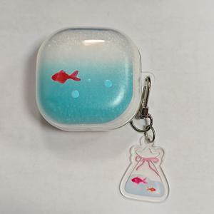 TEMU 삼성 이어폰 케이스용 블루 그라데이드 금붕어 패턴, 갤럭시 버즈/버즈 2/버즈 2 프로/버즈 FE/버즈 라이브/버즈 프로/버즈 3/3 프로 투명 TPU 소프트 쉘 보호 커버 - 긁힘 방지 및 내구성 있는 디자인, 근사한 절단 (케이스만), 고품질 이어 보호