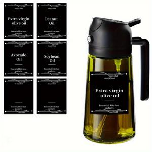 TEMU 주방용 유리 올리브 오일 디스펜서 병, 2-in-1 오일 스프레이 및 요리용 병, 16oz 다크 그린 유리 오일 병, BBQ와 주방을 위한 완벽한 도구, RV용, 6개 스티커 포함