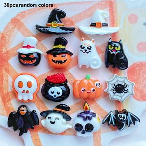 TEMU 할로윈 레진 참 세트 30개 - 스푸키 테마 펜던트, DIY 주얼리/폰케이스/헤어 액세서리/네일 아트/크래프트 프로젝트용 마녀, 호박, 박쥐, 유령집 모양 비즈 장식